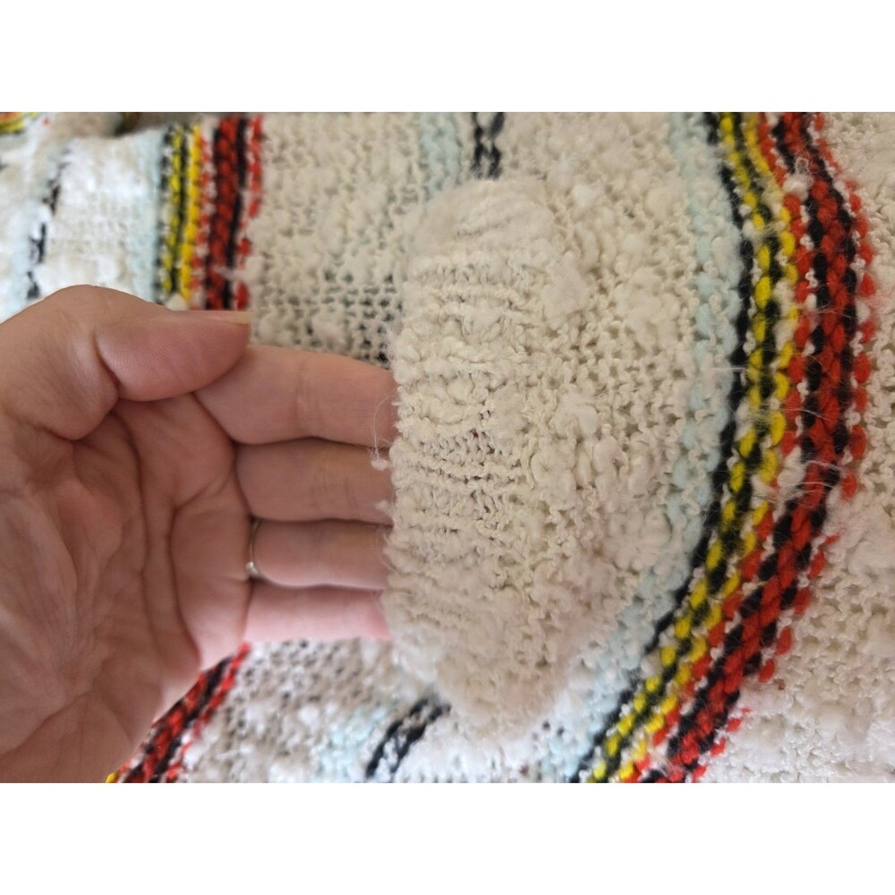 Poof Excellence Sweater Size Small Striped Cream Yellow Red - Picture 5 of 5